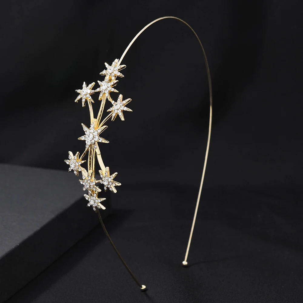 

High-end design sense headwear, shiny water diamond star hair band, light luxury hair accessory, women's accessories