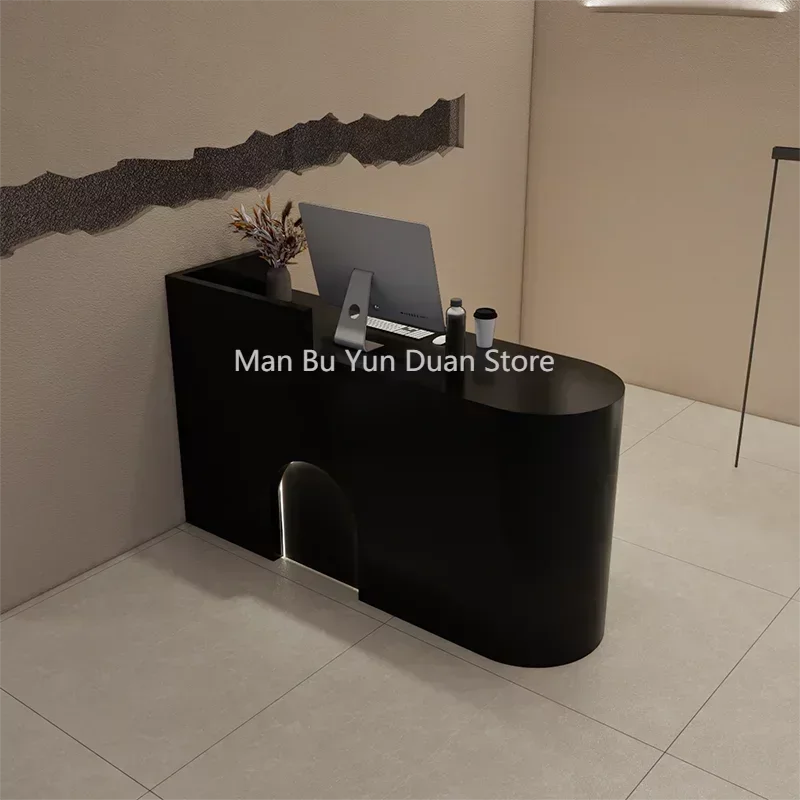 

Shop Service Counter Aesthetic Reception Furniture Armable Desk Acrylic Podium Church Desks Medical Column Wave Front Clothes