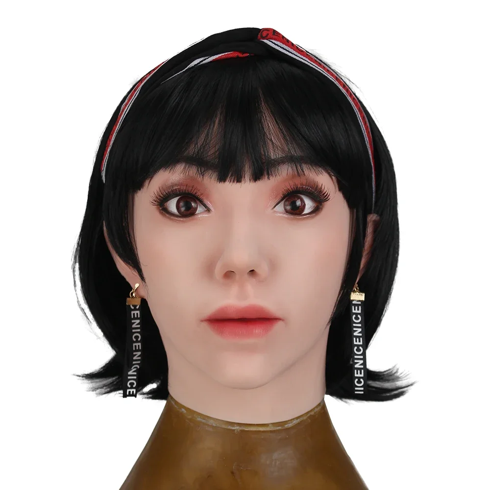 Silicone Female Head Mask With Make Up Face Halloween Mask Also For Crossdressing Cosplay Props