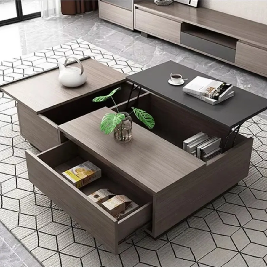 

Nordic style multi-functional lift coffee light luxury living room coffee table storage table
