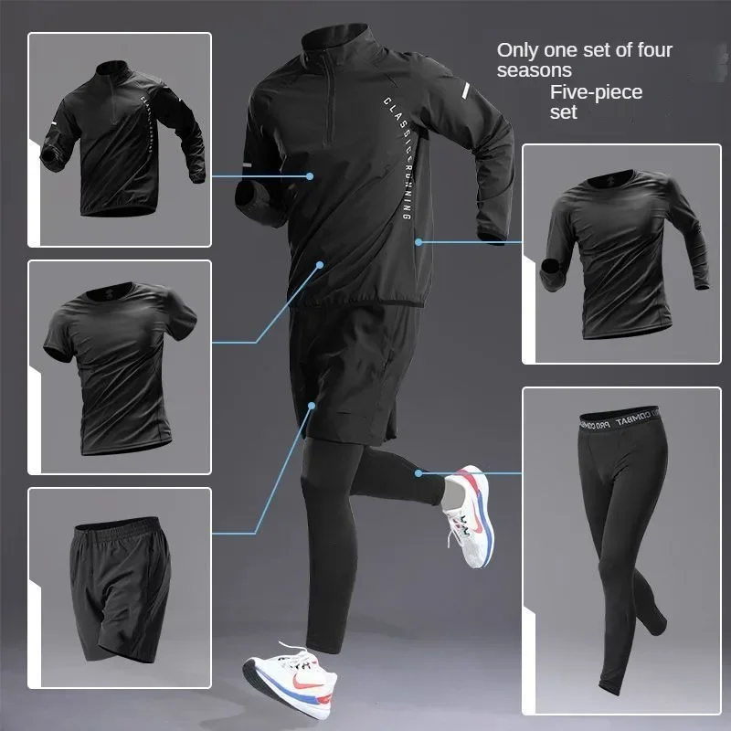 Men's Quick-Dry Sports Set Autumn Track Field Zipper Training Running Fitness Long-Sleeve Shirts for Cycling Gym Men Track Suit