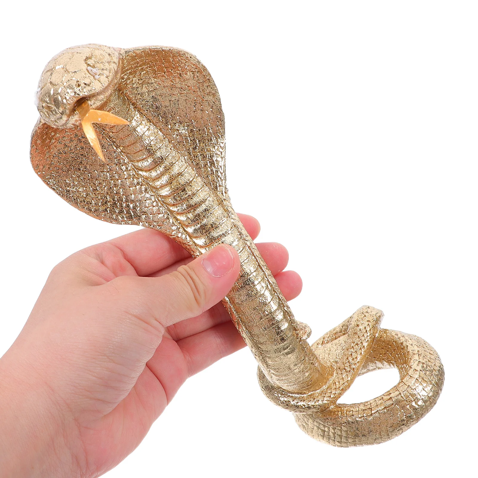 

Golden Resin Snake Statue Detailed Decorative Sculpture Feng Shui Lucky Animal Ornament for Office Home Garden Patio