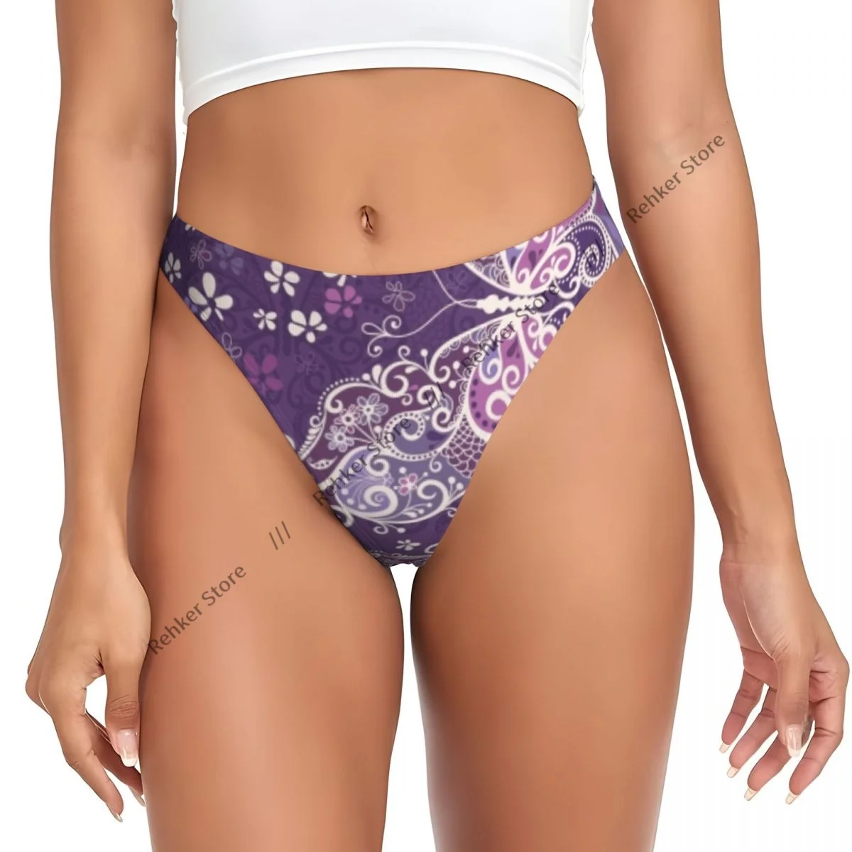 Women's Panties Big Butterflies And Flowers Underwear Sexy Thongs Lingerie G-Strings