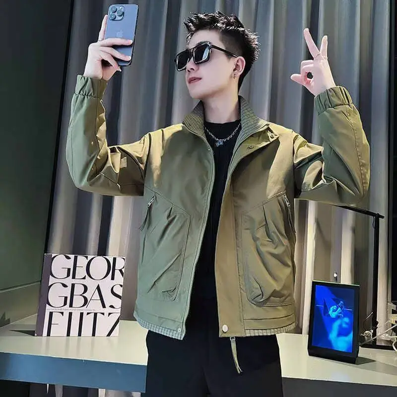 

Повседневная мужская куртка Sli, свободная посадка, уличный тренд, Harajuku, корейская весенне-осенняя верхняя одежда, материал полиэстера