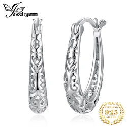 JewelryPalace Hollow Hearth Love 925 Sterling Silver Clip Circle Huggie Fashion Earrings for Women