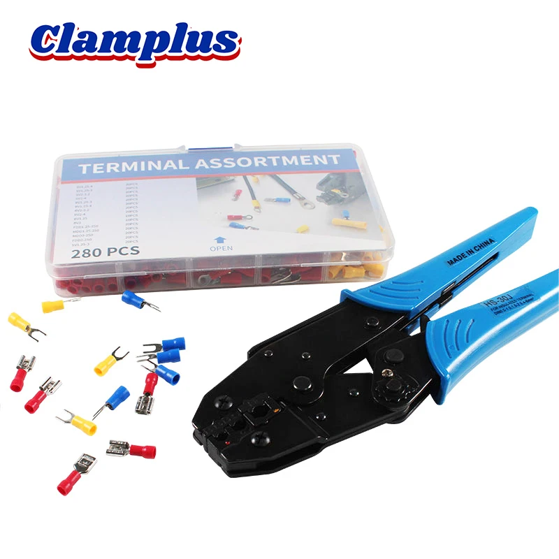 

HS-30J Crimping Plier Insulated Fork U-type Set Terminals Crimper Tool Connectors Assortment Kit 0.5-6mm2 Clamp Tool Hand Tools