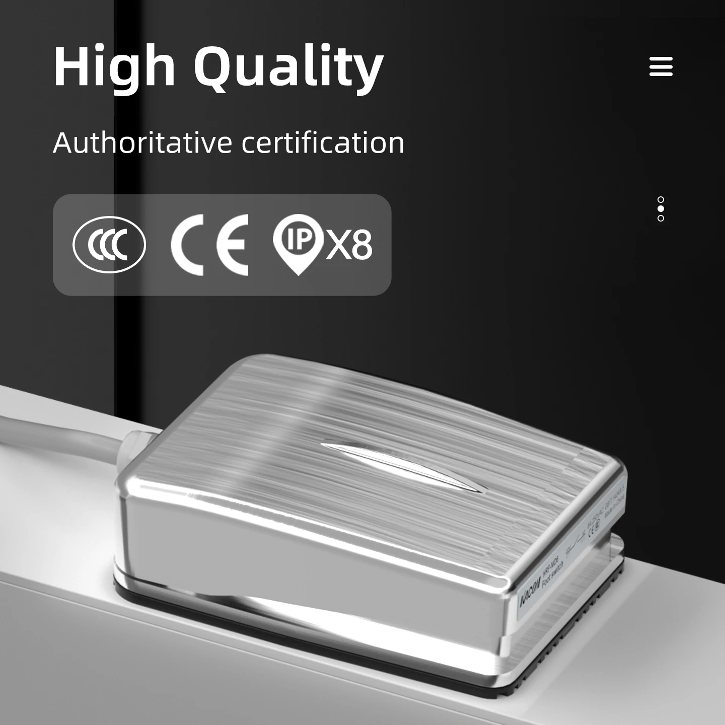 ENMG Waterproof Foot Switch IPX8 Stainless Steel Pedal HRF - MD6 for Machine Tool / Packaging Equipment Power Control Dustproof.