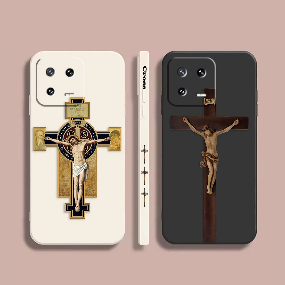 Phone Case For Xiaomi PCOO F3 F4 F5 M3 M4 M5 X3 X4 X5 MIX 3 4 Black Shark 4 GT Pro 4G 5G Case Funda Cqoue Shell Christian Cross