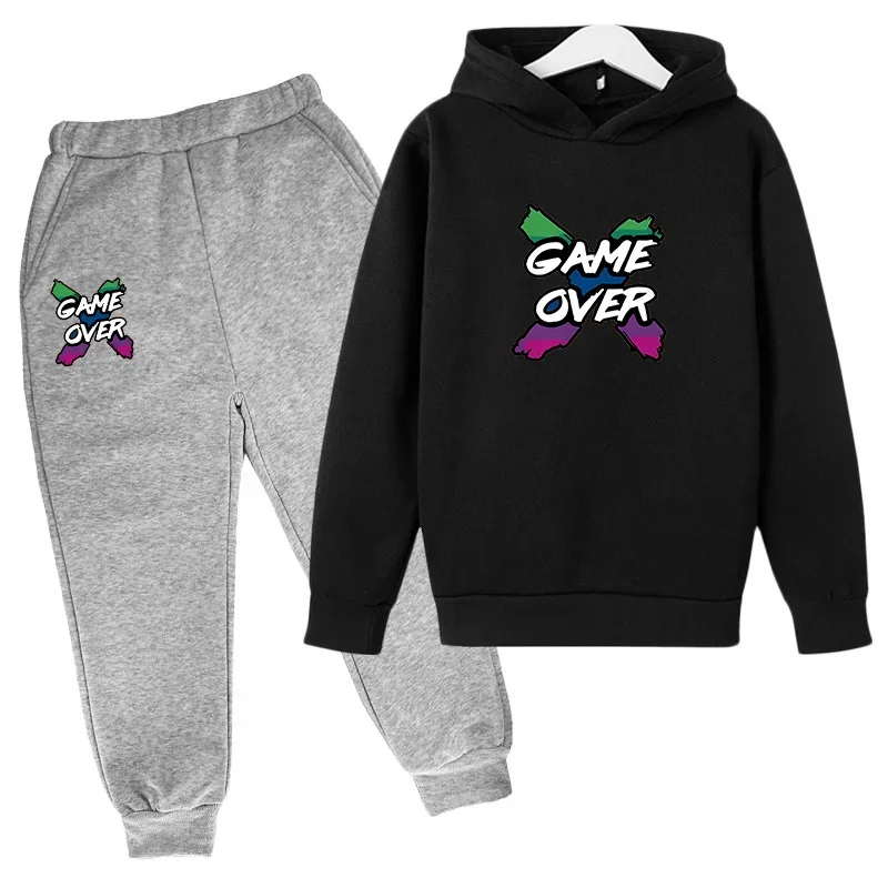 Game Over Printed Children's Clothes for Children From 1 to 12 Years Clothes Child Girl Fashion Sets for Babies Boys Wear Tops