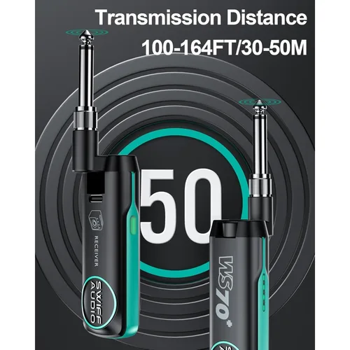 Imagen 2 del producto Sistema inalámbrico de guitarra SWIFF WS70 Plus, receptor transmisor inalámbrico de guitarra, sistema inalámbrico de guitarra recargable