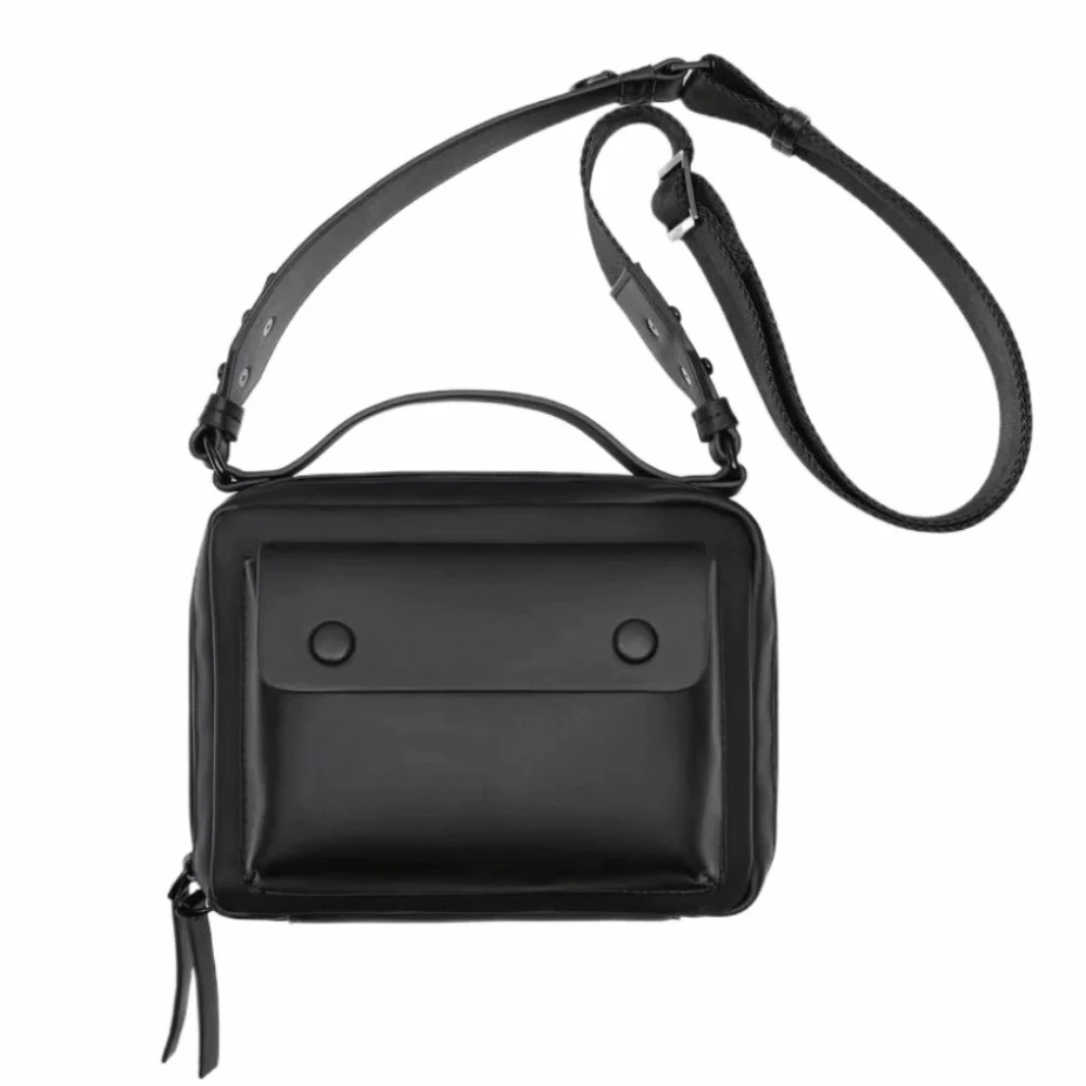 

High Quality PU Leather Messenger Bag Square Shape Wide Strap Crossbody Bag Waterproof Handbag Work Commute