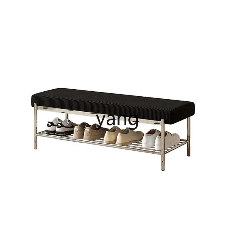 LH retro corduroy shoe change stool with shoe rack door home bench cloakroom