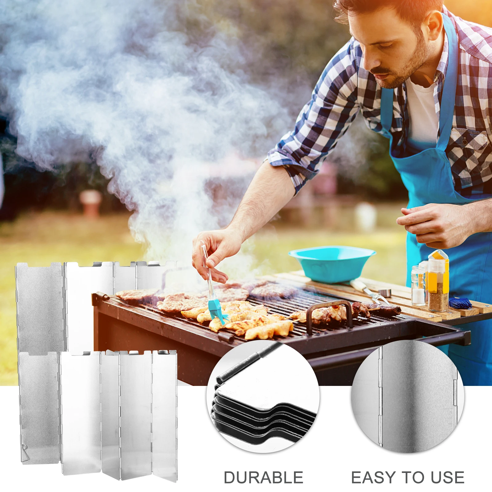

Aluminum Alloy Windshield Foldable Stove Windscreen for Camping BBQ Portable Outdoor Supplies Durable Smooth Surface