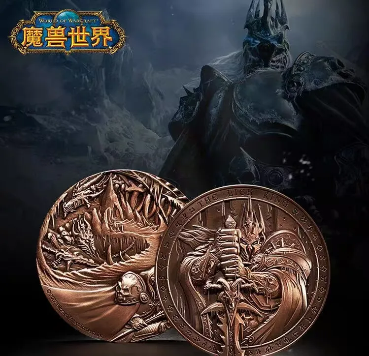 

In Stock Original World of Warcraft Wrath of The Lich King ArthasThe Lich King Epic Commemorative Bronze Medal game Collectibles