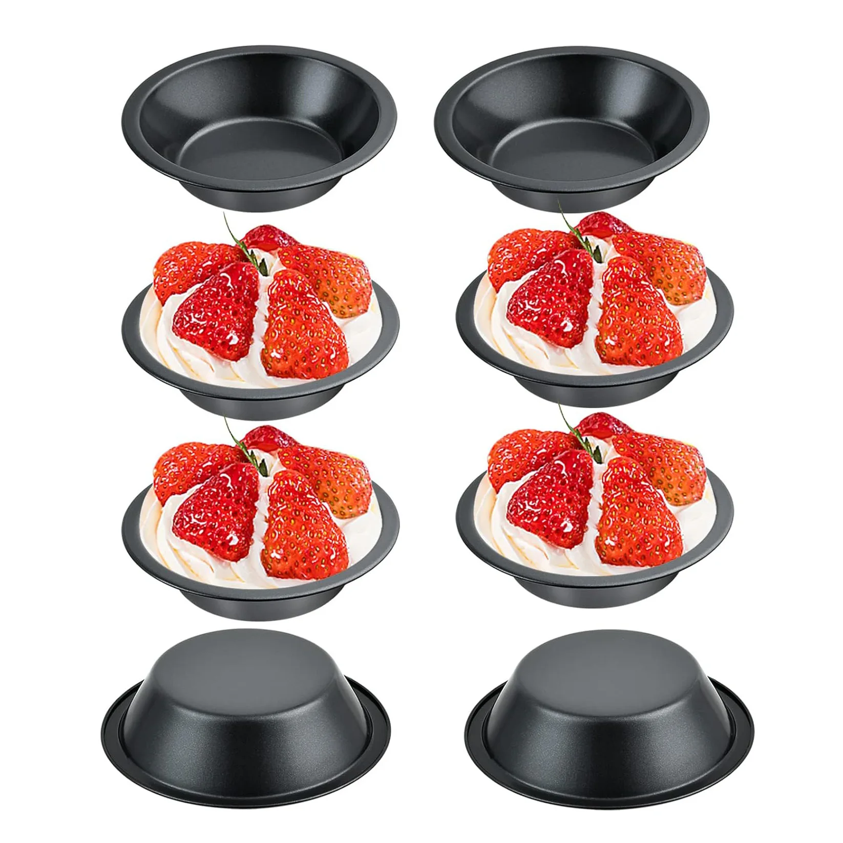 6Pcs Mini Pie Pans 5 Inch Reusable Small Pie Pans Carbon Steel Pizza Plate Round Bread Meat Pie Tins Baking Tray Kitchen Tools