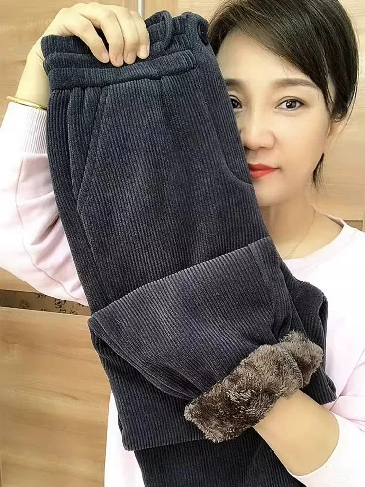 Pantaloni Harlan in velluto a coste da donna Autunno Inverno Thiened Fce Pantaloni casual dimagranti a vita alta Pantaloni lunghi coreani Sle