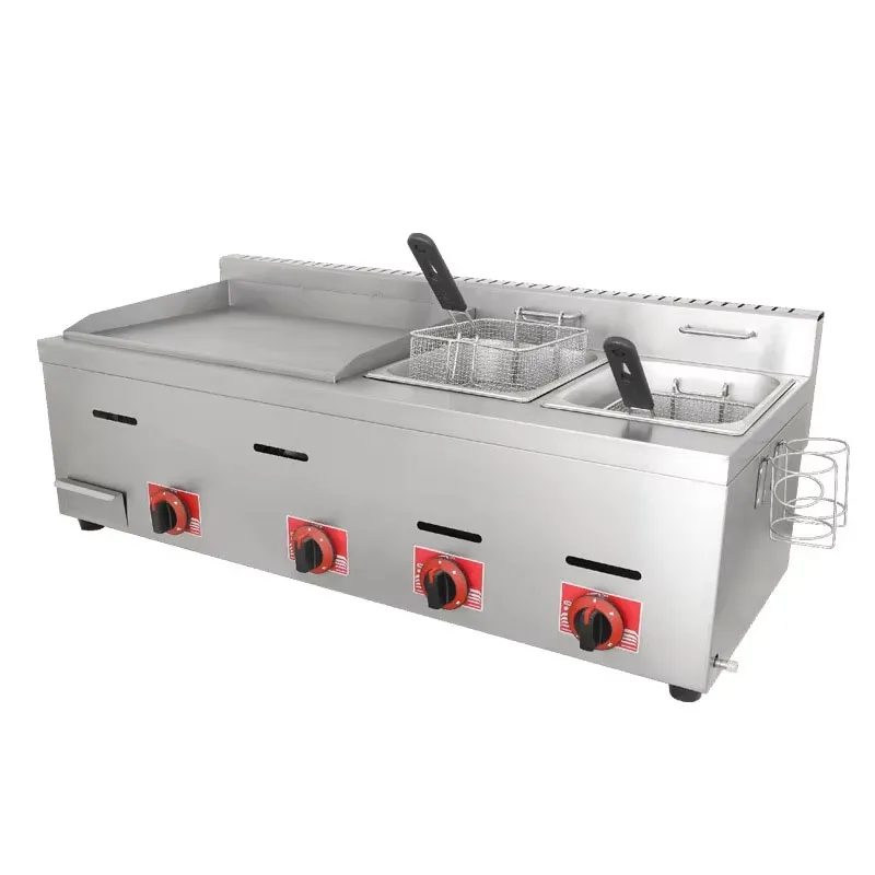 Commercial gas grills and continuous frying boilers Multifunctional teppanyaki fryer and boiling equipment