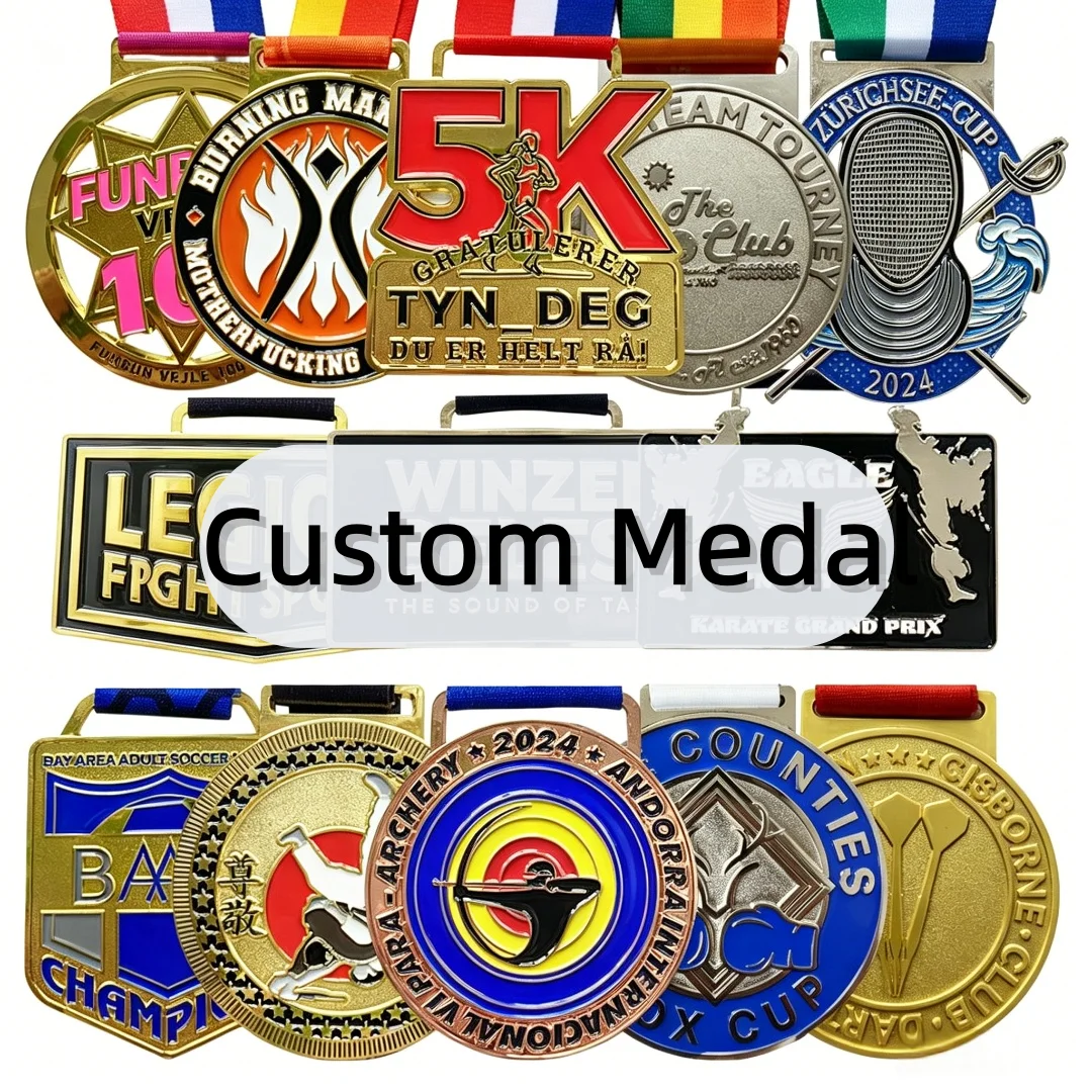 Custom Gold 5K/10K Marathon Finisher Medals Running/Swimming/Football/Triathlon/Cycling Race Award Metal Medal Manufacturer