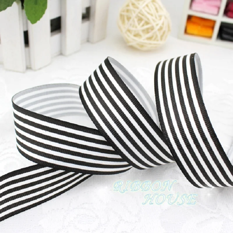 (25 Yards/lot) 25mm Stripe Grosgrain Ribbon Printed Gift Wrap Decoration Handmade DIY Ribbons