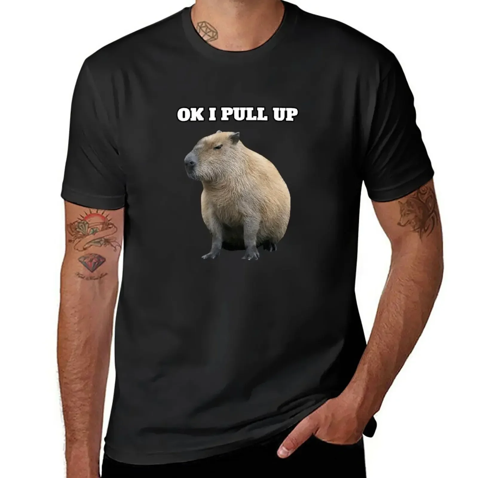 Ok I Pull Up Capybara T-Shirt cute clothes cute tops anime tees t shirt men