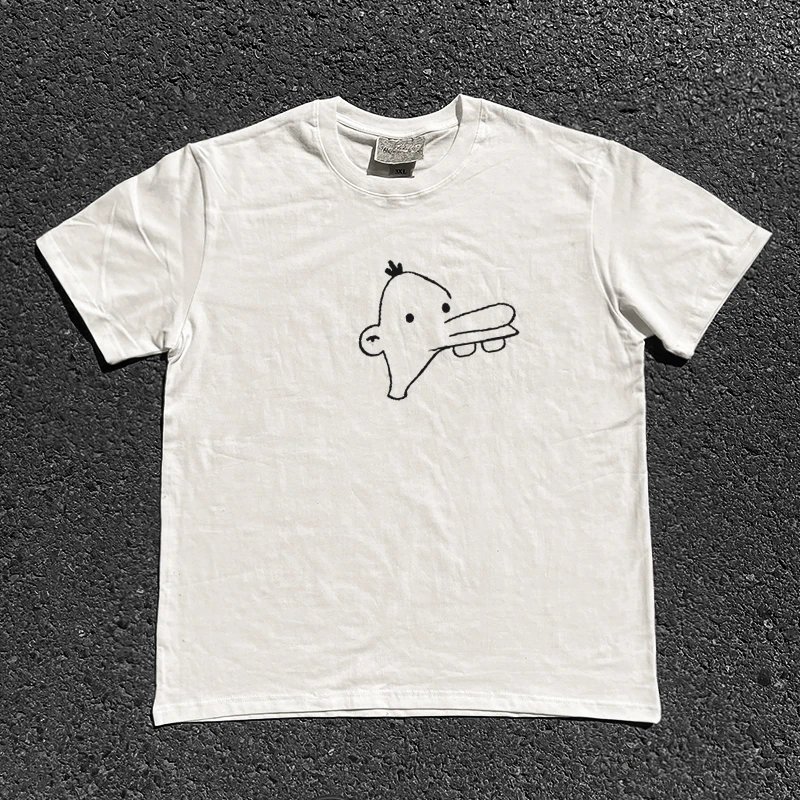 Breathable Short Sleeve T-Shirt Shoulder Fit Graffiti Doodle Oversize Casual Cotton Blend round Neck Summer Top Women