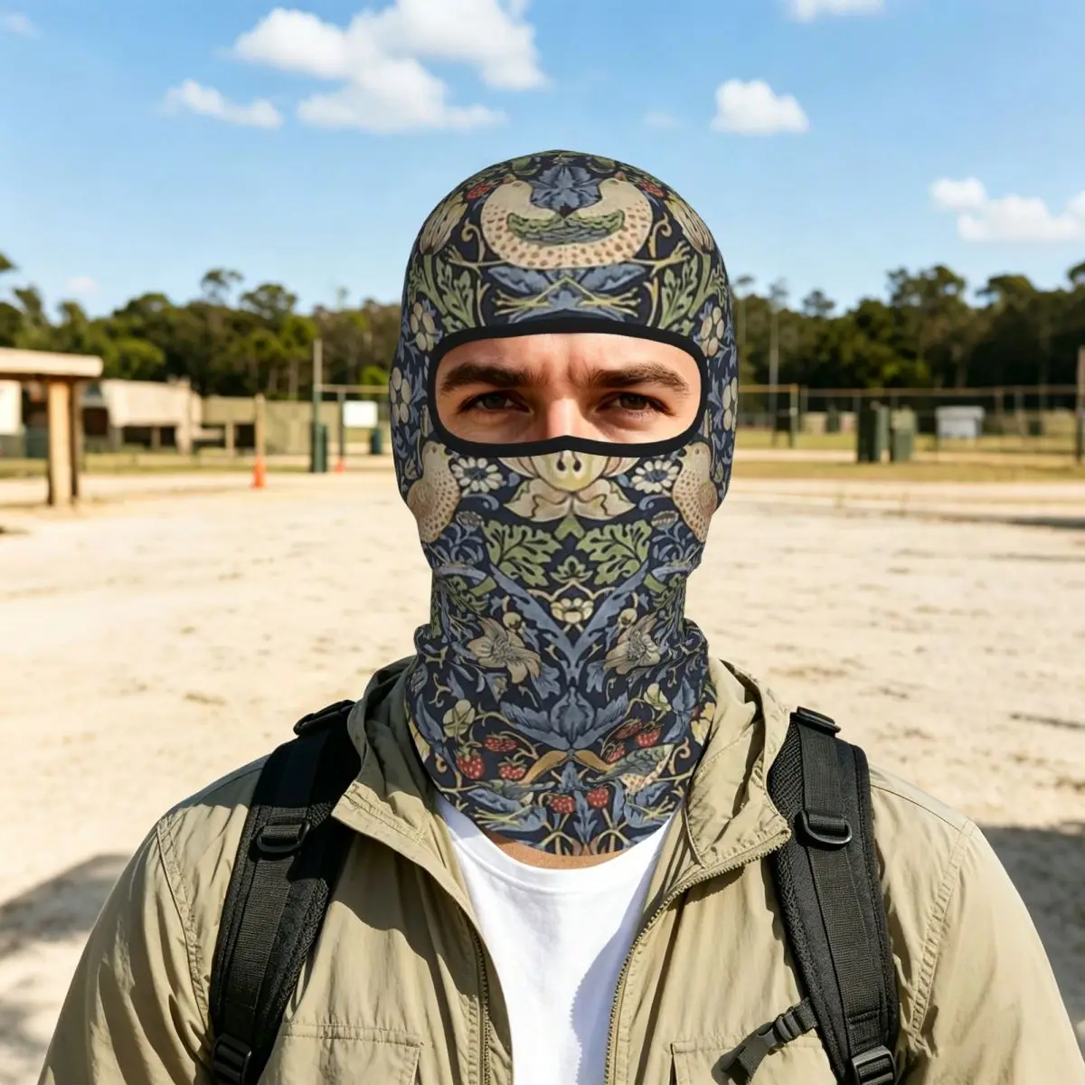 William Morris Strawberry Thief Thin Balaclava Full Face Mask Sun Protection Neck Gaiter For Motorcycle Cycling Fishing Outdoor