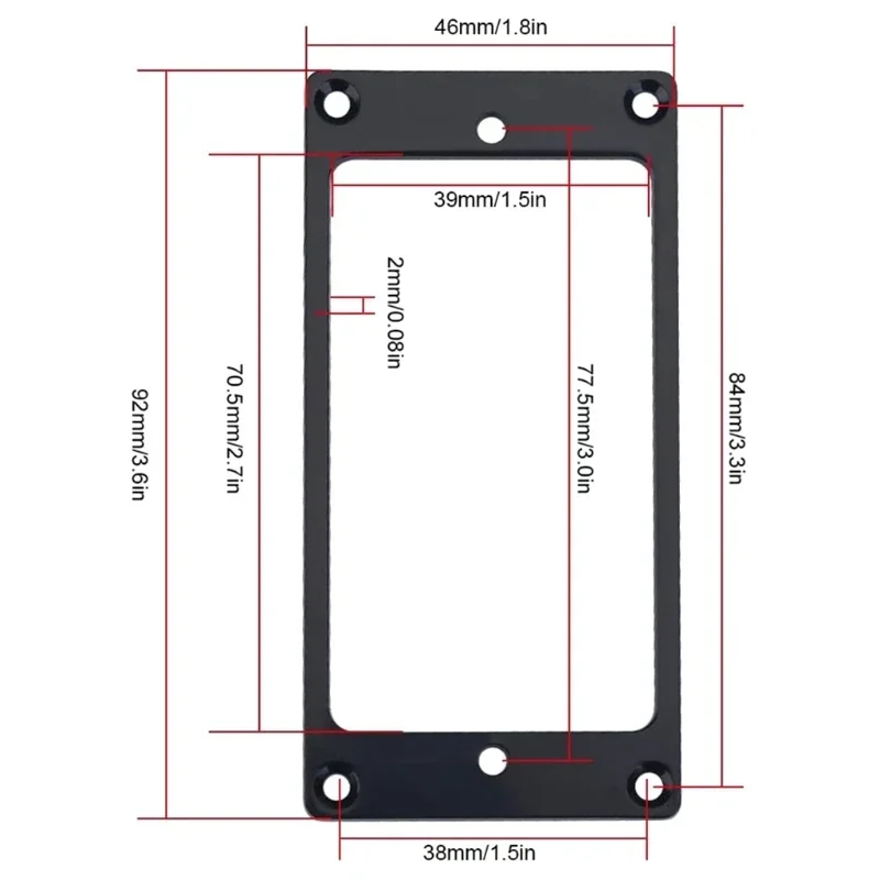 2Pc Flat Aluminum Alloy Humbucker Pickup Mounting Ring Bridge Neck Pickups Cover Frame Replacement for Electric Guitars