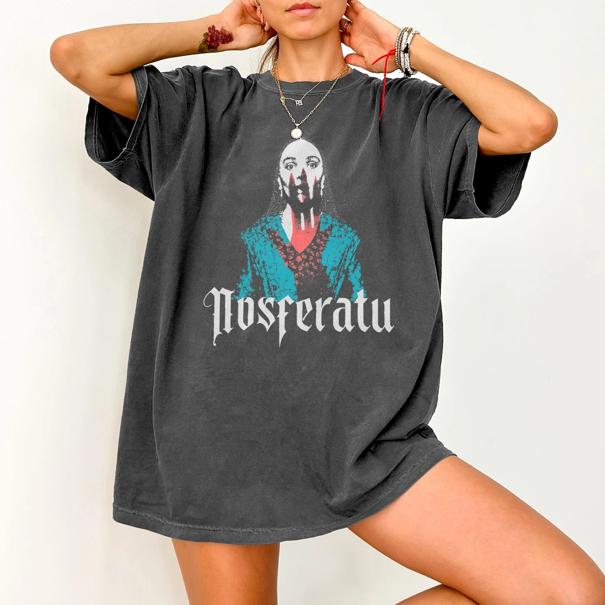 Nosferatu T-shirt - Classic Gothic Horror Vampire Movie T-shirt for Fans Short Sleeve Street Fashion Printed T-shirt