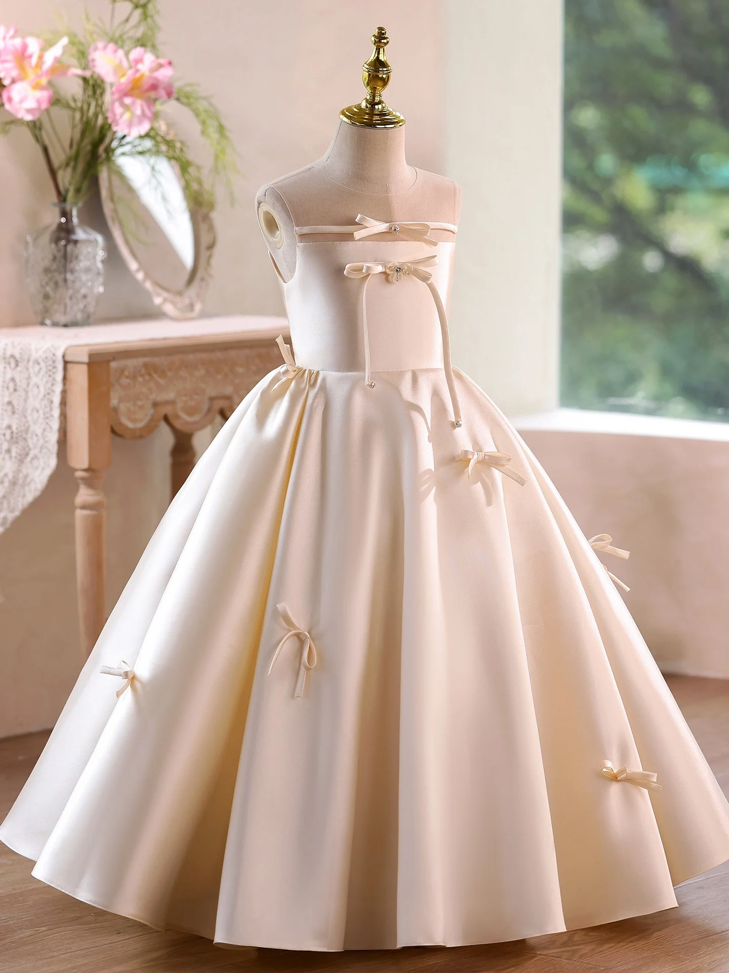 custom-jdy-high-halter-neck-bow-decor-satin-luxury-dress-female-wedding-guest-girls-wedding-birthday-party-pageant-show-dress