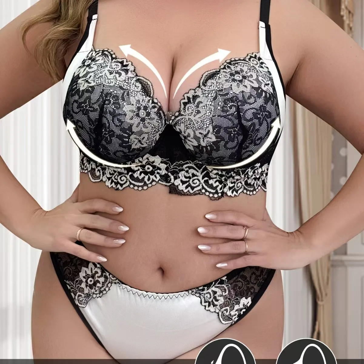 

Сексуальный бесшовный бюстгальтер с глубоким V-образным вырезом размера плюс и кружевные трусики, комплект нижнего белья с чашкой Push Up C D E F