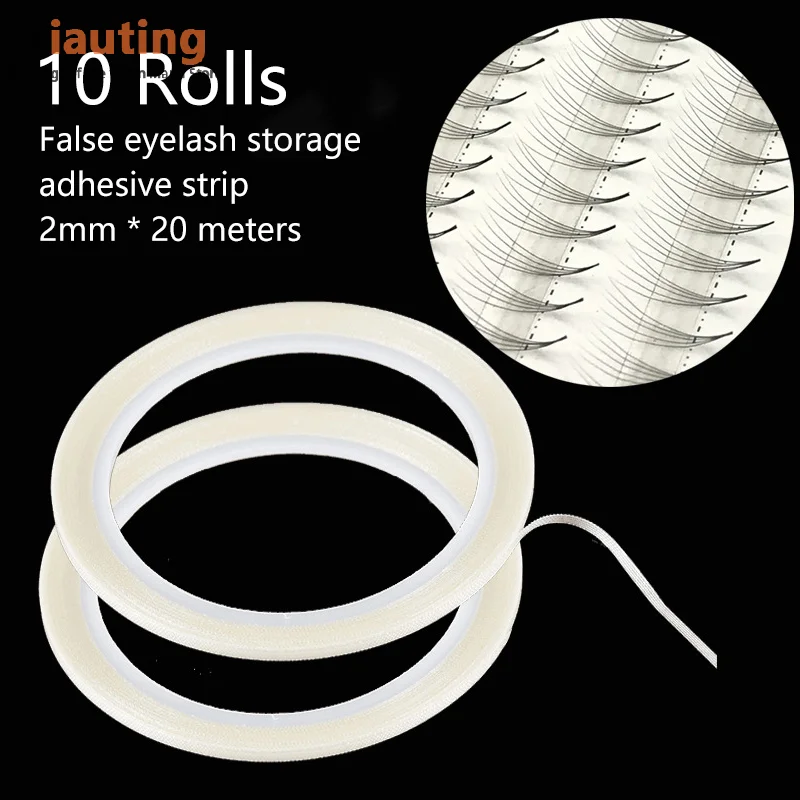 10 Rolls 2mm*20m Fast Volume Fan Tape For Graft Pallet Lash Storage Eyelash Extension Display Double-Sided Tape Makeup Tool