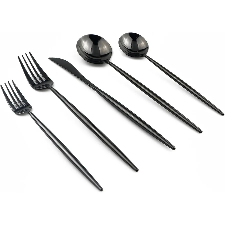 

20Piece Flatware Set 18 10 Stainless Steel Dishwasher Safe Mirror Polishing Black