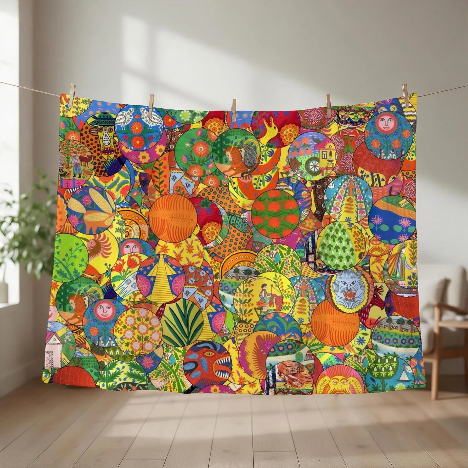 Another Pryimachenko Collage Throw Blanket Thins Decorative Beds Furrys decorative Blankets