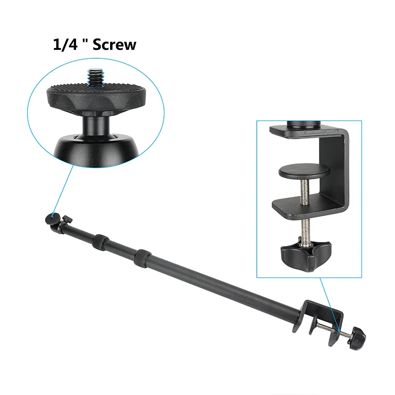 HDRIG Camera  Double-extend Desk Mount Stand With Fully Adjustable 1/4" Ball Head Mount For Camera / Monitor / Flashlight