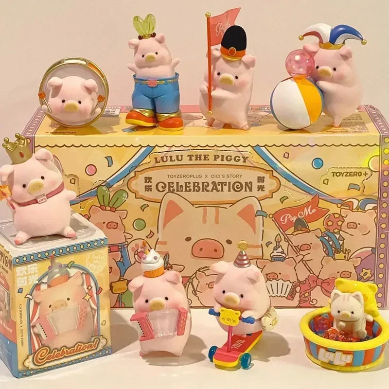 LuLu The Pig Happy Hour Series Blind Box Celebration Cute Piggy Action Figures bambole da collezione giocattoli Mini bambole regali per bambina