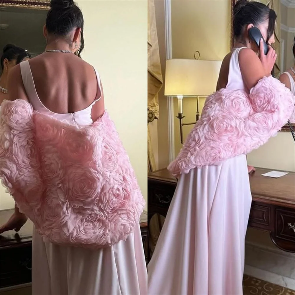 

Customized Evening Gown Formal Dearin Ye Square Collar A-line Floor Length Skirts 3D Rose Flower Bespoke Occasion Dresses Prom D