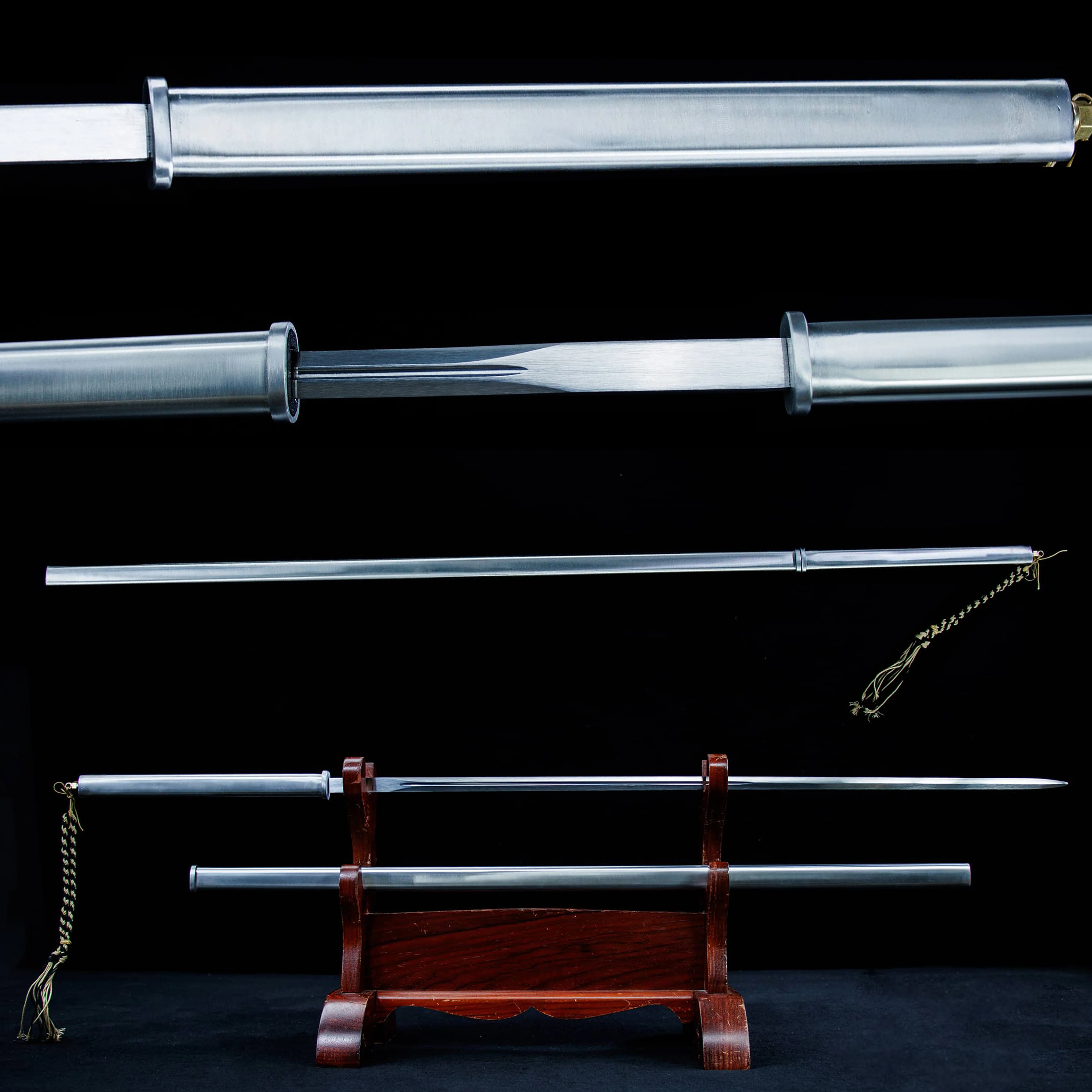 102cm Stainless Steel Staff Sword - Battle Preparation Katana Real Sword Gift for Ninja Martial Arts Enthusiasts Not Sharp