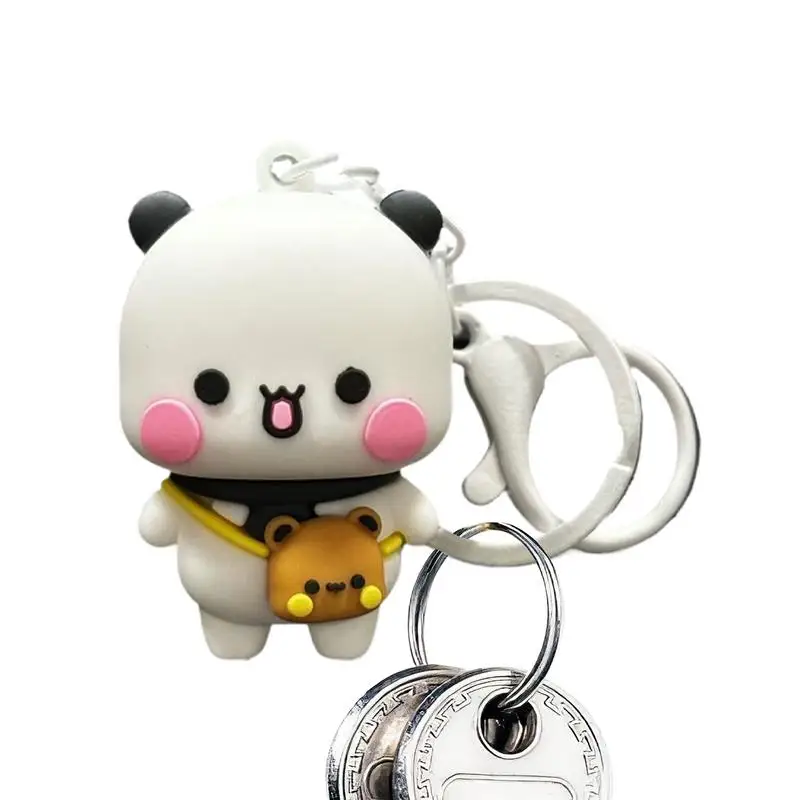 Bear Key Holder Funny Cartoon Couple Bear Panda Doll Key Charm 5cm Cute Animal Figure Key Accessories For Boys And Girls