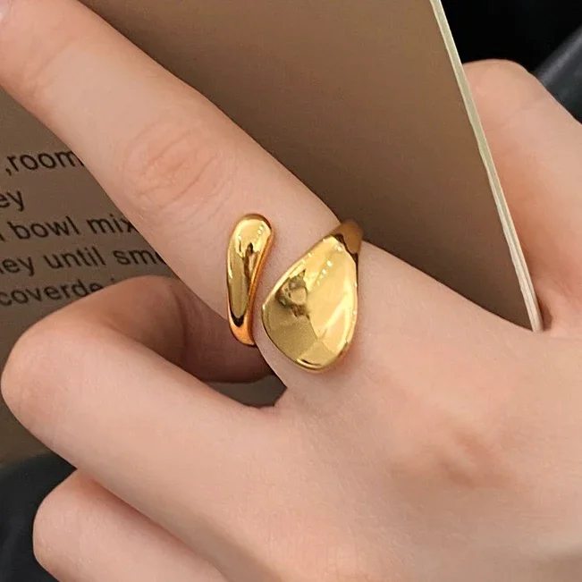 

Настоящее серебро 925 пробы, золото 18 карат, нерегулярные геометрические открывающиеся кольца для женщин, модные ювелирные изделия, индивидуальные аксессуары