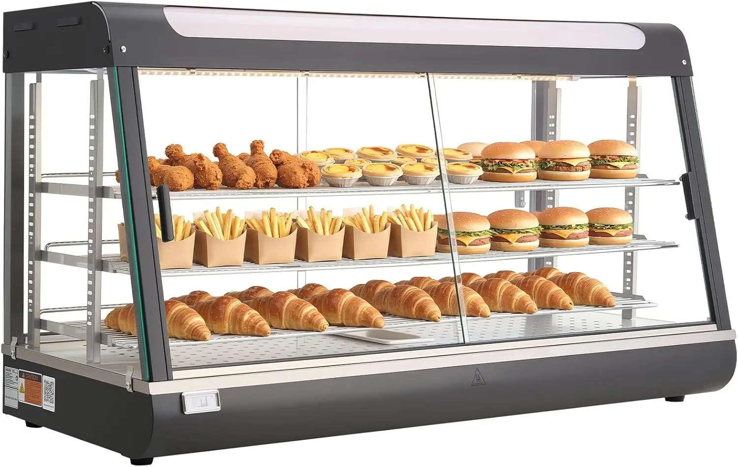 3 Tier Commercial Food Warmer Display 1600W Food Display Warmer with LED Light Top Storage and Adjustable Shelves 86 185 Steam