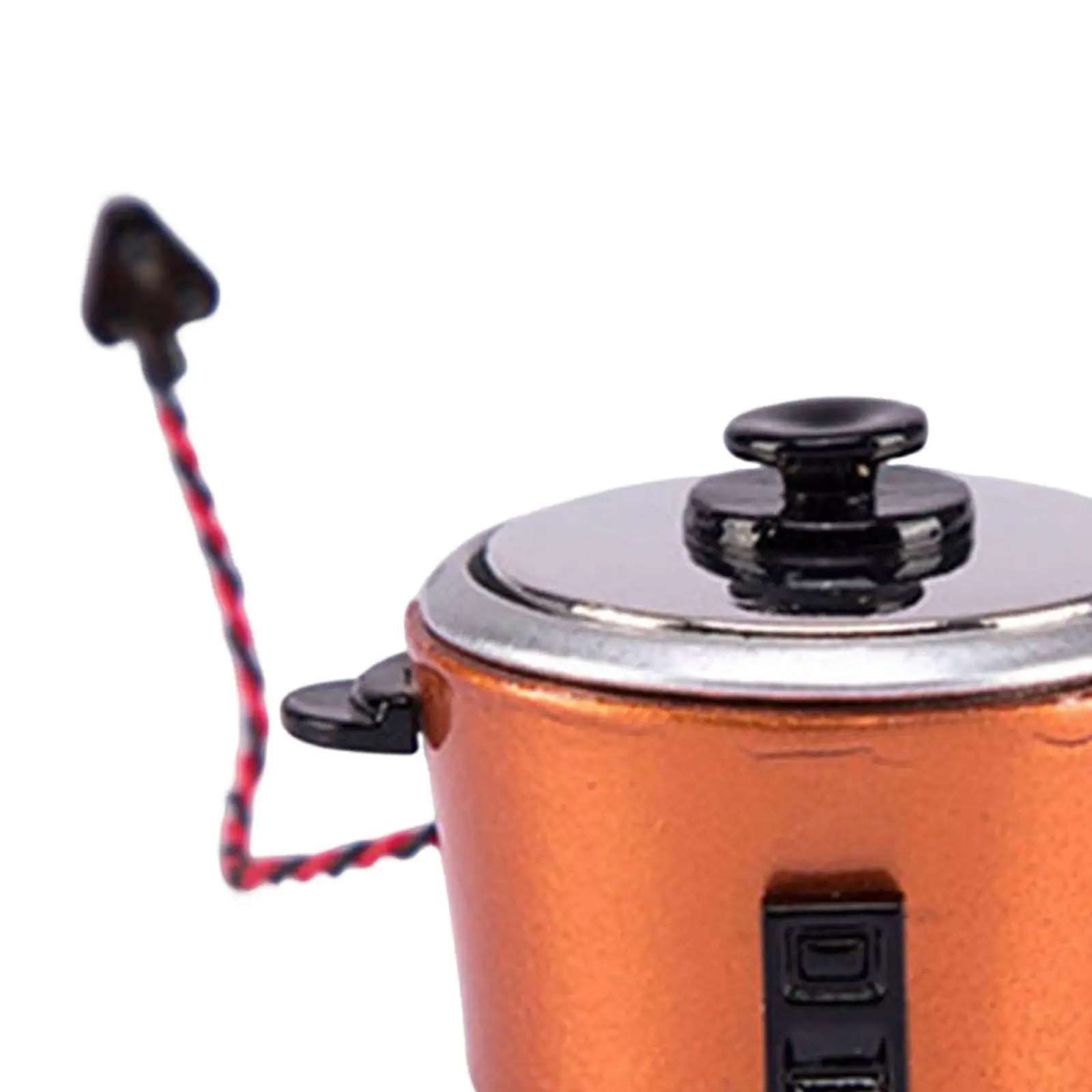 หม้อหุงข้าวจำลองโลหะผสม ขนาด 1/12 สำหรับตกแต่งห้องในบ้านตุ๊กตา