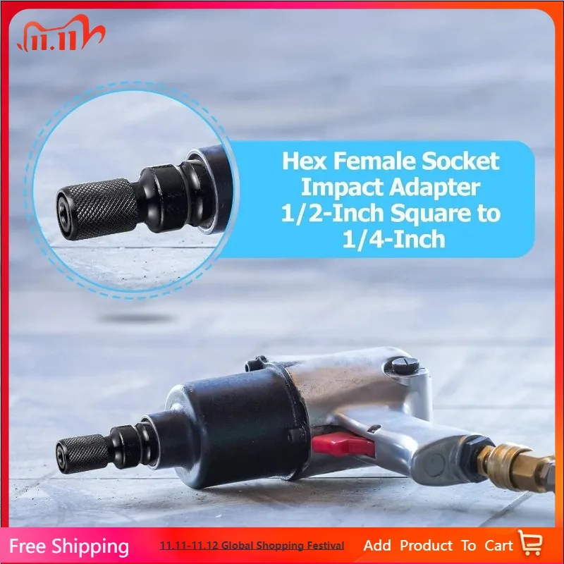 

Impact Wrench Adapter 1/2" to 1/4" HEX Quick Change Socket Converter Ratchet Tool Drive Sleeve Female Female Quick Release