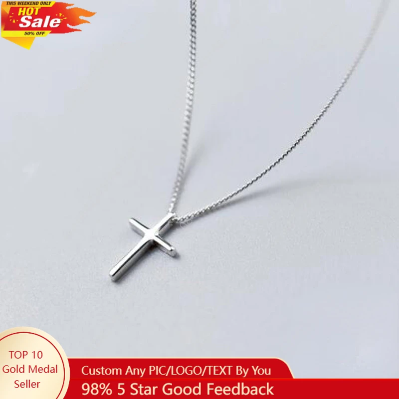 

925 Sterling Silver Female Cross Pendants Dropshipping Smooth Cross Pendant Necklace Jewelry For Women Wedding Gift