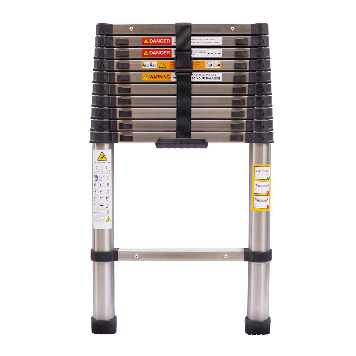 Stainless Steel Telescopic Ladder, Telescoping Extendable Ladder, Multipurpose Ladder Loft Arttic Ladder, EN131, 150KG Capacity