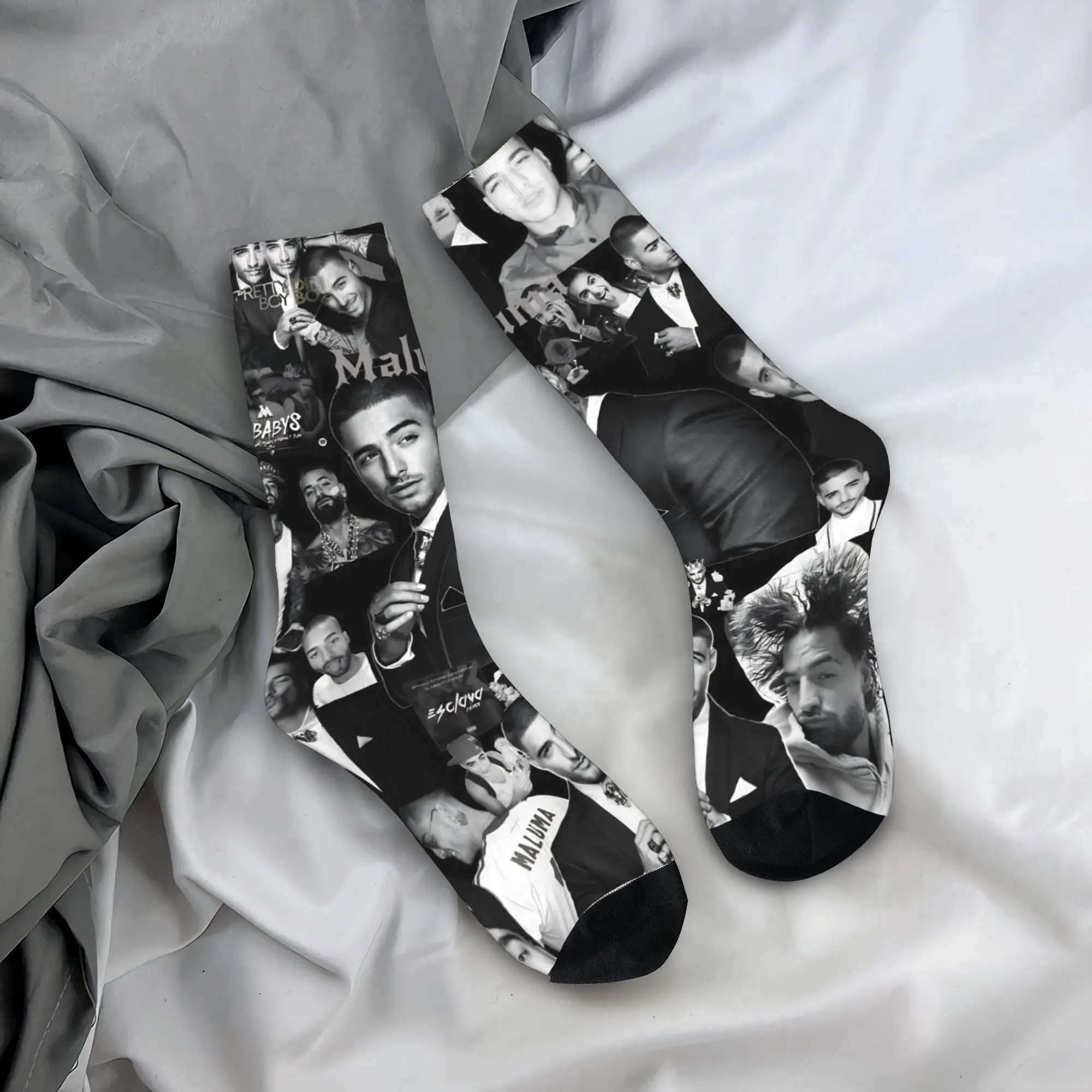 Maluma Rapper Socks  Korean Stockings Women Men Quality Outdoor Socks Autumn Custom Non Slip Socks