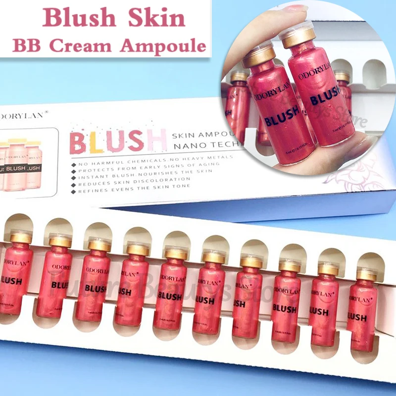 Korea 5ml Semi Permanent Pigment Glow Blush BB Cream Ampoule Serum Set Waterproof Brightening Moisturizing Makeup Treatment