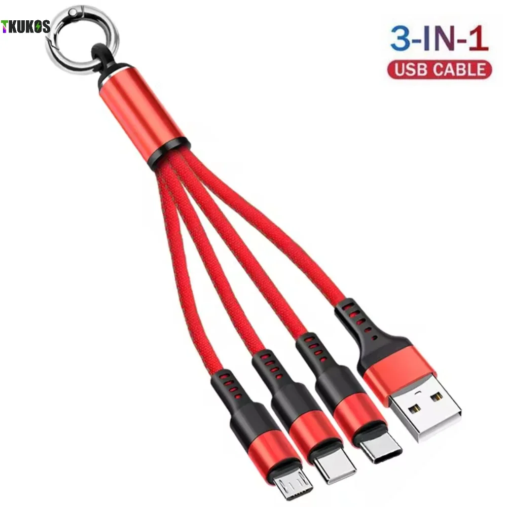 3 In 1 Micro USB Type C Charger Cable Multi Usb Port Multiple Usb Charging Cord Usbc Mobile Phone Wire For ios/Android/Type-C.