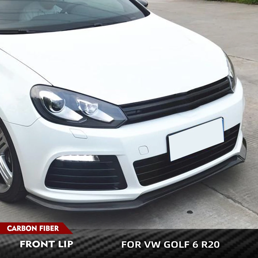 

For Volkswagen VW Golf 6 MK6 R20 2010-2014 Carbon Fiber Car Front Bumper Lip Car Front Racing Spoiler Body Kits No for Base GTI