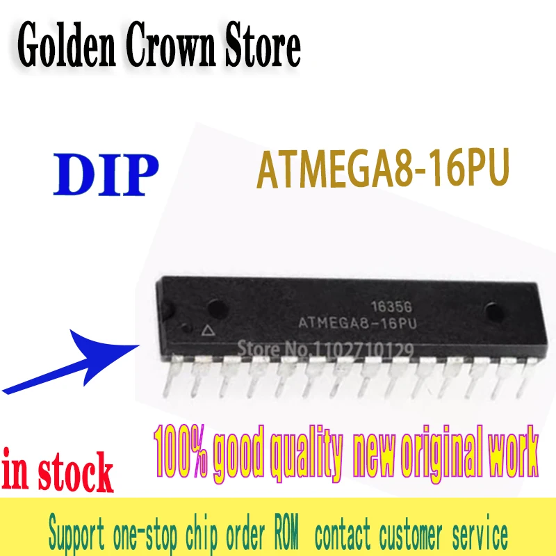 10PCS/lot  ATMEGA8-16PU ATMEGA8 16PU DIP-28 Chipset  100%  new original In Stock