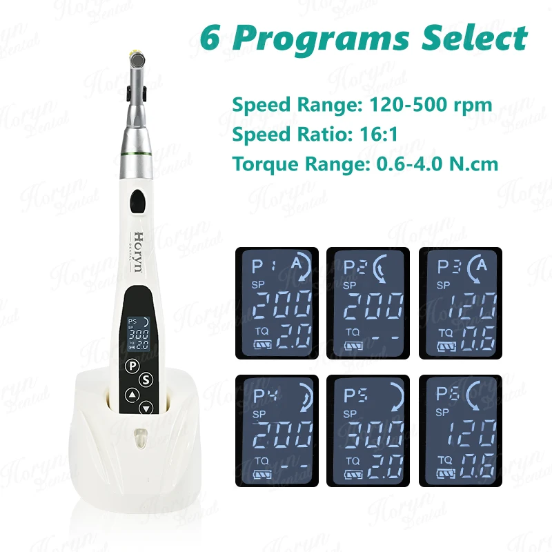 

Dental Wireless Endodontic Instrument Root Canal Apex Locator Endo Motor with LED 16:1 Contra Angle 6 Programms Whole Set